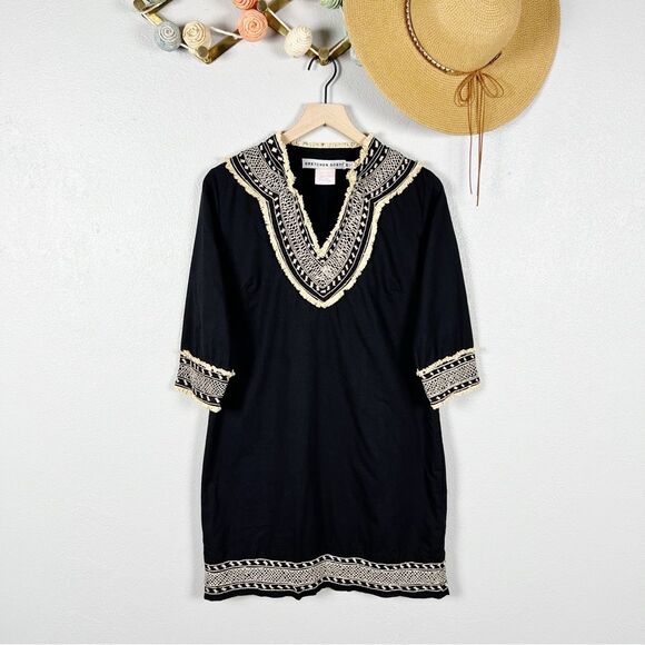 Gretchen Scott Cotton Embroidered Mini Dress in Fringe Binge Boho Size Medium - Picture 9 of 10